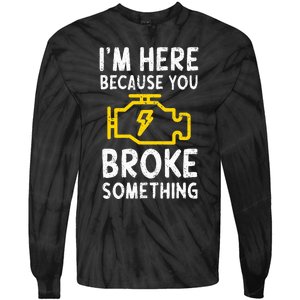 Funny Car Mechanic Check Engine Sign Mechanics Humor Tie-Dye Long Sleeve Shirt