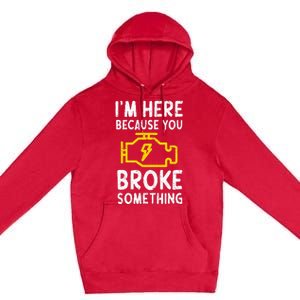 Funny Car Mechanic Check Engine Sign Mechanics Humor Premium Pullover Hoodie