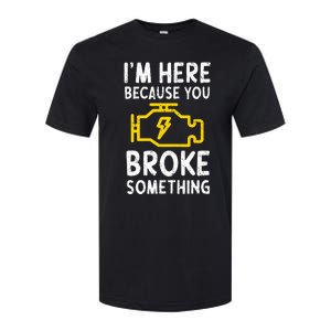 Funny Car Mechanic Check Engine Sign Mechanics Humor Softstyle CVC T-Shirt