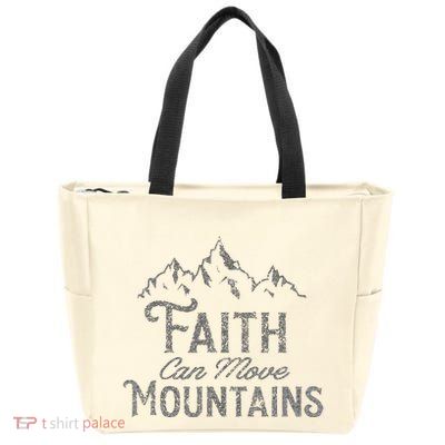 Faith Can Move Mountains Bible Verse Religious Zip Tote Bag