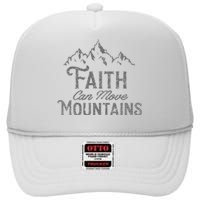 Faith Can Move Mountains Bible Verse Religious High Crown Mesh Back Trucker Hat