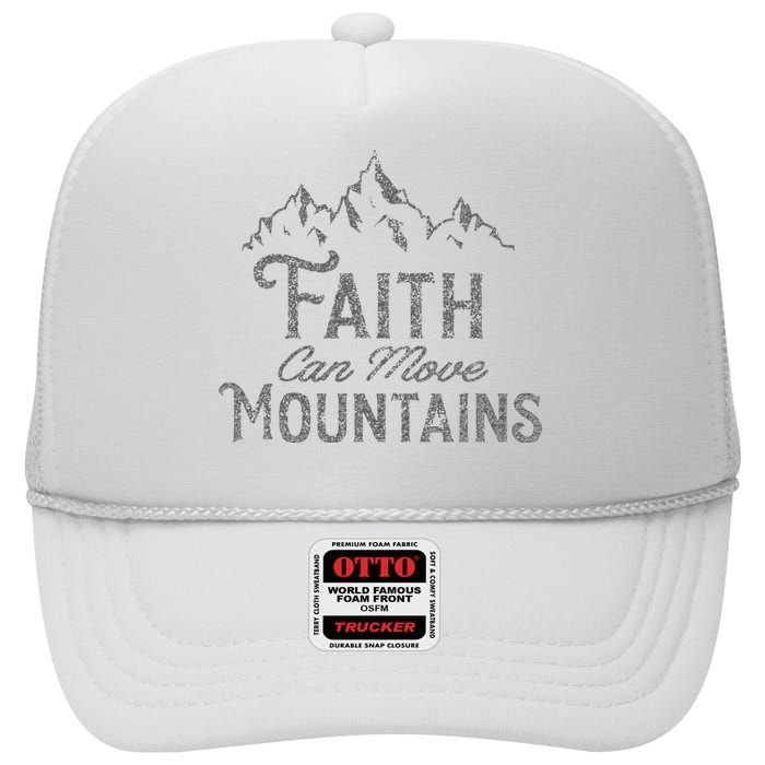 Faith Can Move Mountains Bible Verse Religious High Crown Mesh Back Trucker Hat