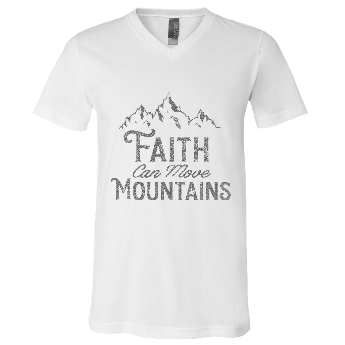 Faith Can Move Mountains Bible Verse Religious V-Neck T-Shirt
