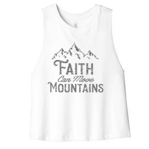 Faith Can Move Mountains Bible Verse Religious Women's Racerback Cropped Tank