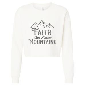 Faith Can Move Mountains Bible Verse Religious Cropped Pullover Crew