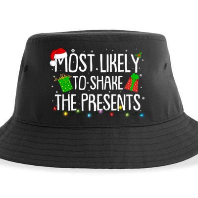 Funny Christmas Most Likely To Shake The Presents Sustainable Bucket Hat