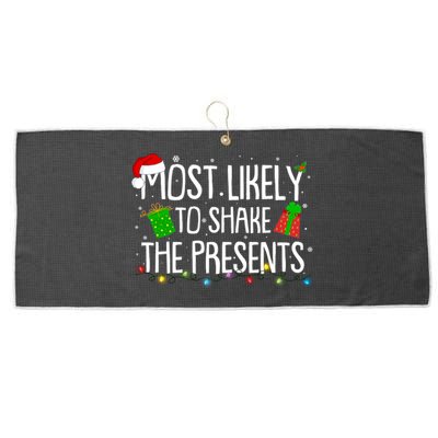 Funny Christmas Most Likely To Shake The Presents Large Microfiber Waffle Golf Towel