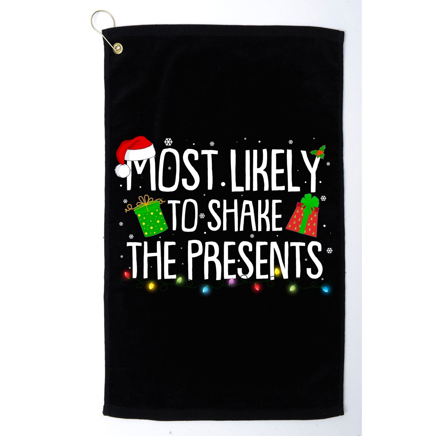 Funny Christmas Most Likely To Shake The Presents Golf Towel