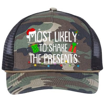 Funny Christmas Most Likely To Shake The Presents Retro Rope Trucker Hat Cap