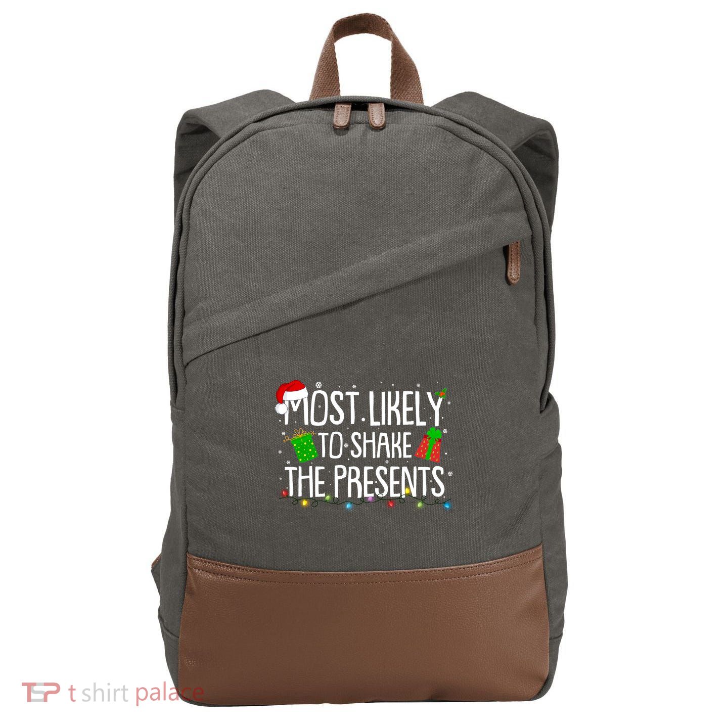 Funny Christmas Most Likely To Shake The Presents Cotton Canvas Backpack