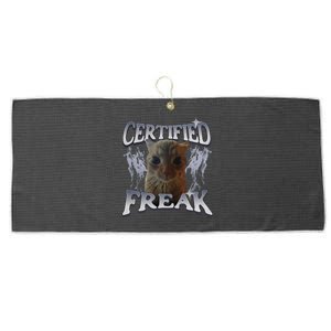 Funny Cat Meme Certified Freak Eat Cement Cursed Cat Large Microfiber Waffle Golf Towel