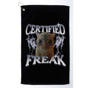 Funny Cat Meme Certified Freak Eat Cement Cursed Cat Platinum Collection Golf Towel