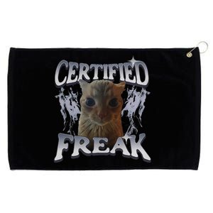 Funny Cat Meme Certified Freak Eat Cement Cursed Cat Grommeted Golf Towel