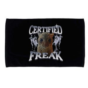 Funny Cat Meme Certified Freak Eat Cement Cursed Cat Microfiber Hand Towel