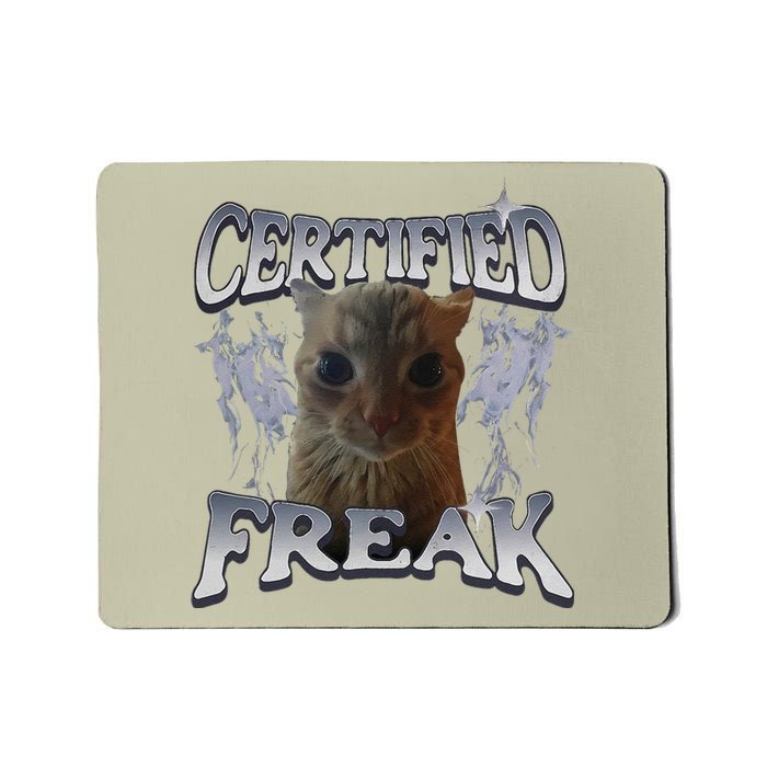 Funny Cat Meme Certified Freak Eat Cement Cursed Cat Mousepad