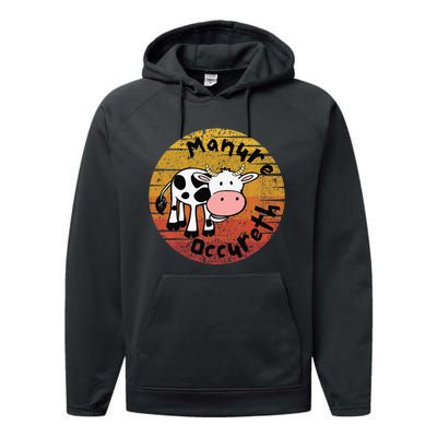 Funny Cow Manure Occureth Adult Humor Funny Saying Cow Performance Fleece Hoodie