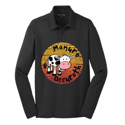 Funny Cow Manure Occureth Adult Humor Funny Saying Cow Silk Touch Performance Long Sleeve Polo