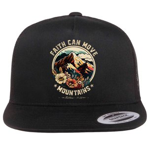 Faith Can Move Mountains Christian Women Flat Bill Trucker Hat