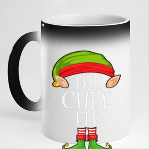 Funny Christmas Matching Family Elf Pajama The Chef Elf 11oz Black Color Changing Mug