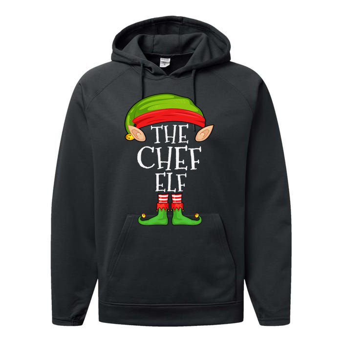 Funny Christmas Matching Family Elf Pajama The Chef Elf Performance Fleece Hoodie