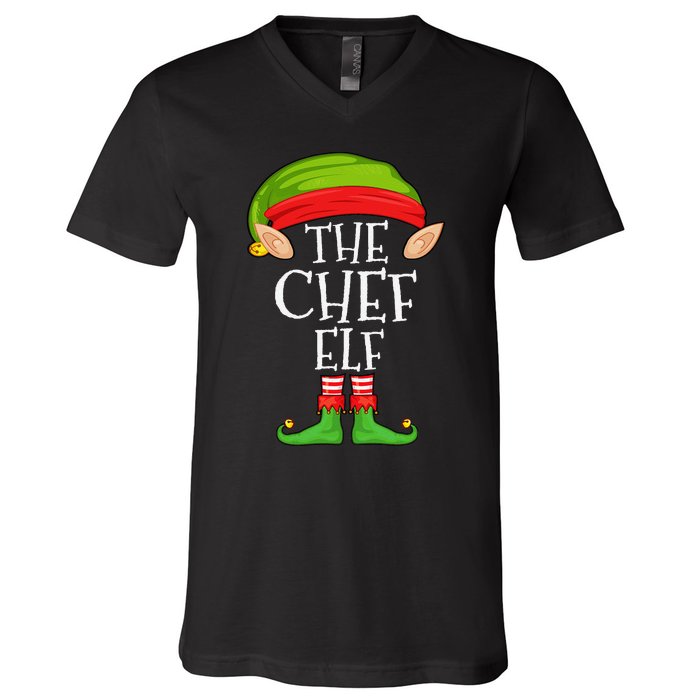 Funny Christmas Matching Family Elf Pajama The Chef Elf V-Neck T-Shirt