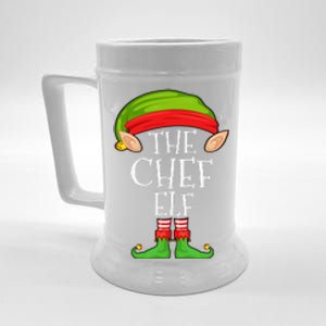 Funny Christmas Matching Family Elf Pajama The Chef Elf Beer Stein