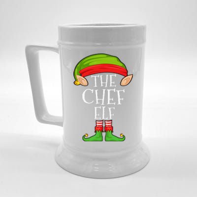 Funny Christmas Matching Family Elf Pajama The Chef Elf Beer Stein