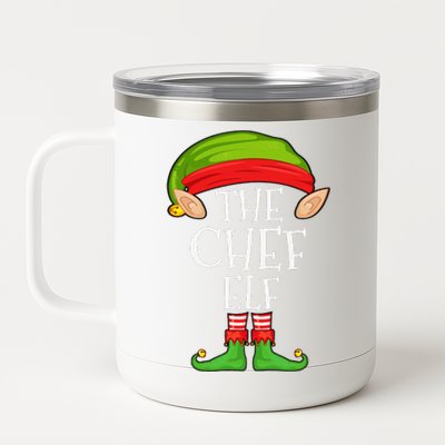 Funny Christmas Matching Family Elf Pajama The Chef Elf 12 oz Stainless Steel Tumbler Cup