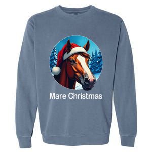 Funny Christmas Mare Horseback Riding Horse Lover Equestrian Garment-Dyed Sweatshirt