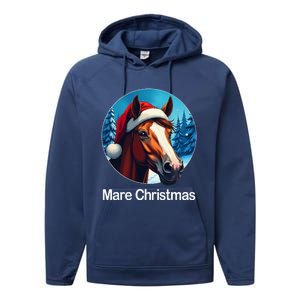 Funny Christmas Mare Horseback Riding Horse Lover Equestrian Performance Fleece Hoodie