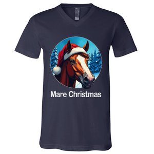 Funny Christmas Mare Horseback Riding Horse Lover Equestrian V-Neck T-Shirt