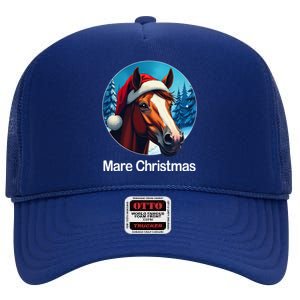 Funny Christmas Mare Horseback Riding Horse Lover Equestrian High Crown Mesh Back Trucker Hat