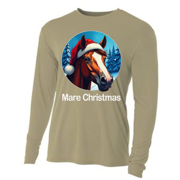 Funny Christmas Mare Horseback Riding Horse Lover Equestrian Cooling Performance Long Sleeve Crew