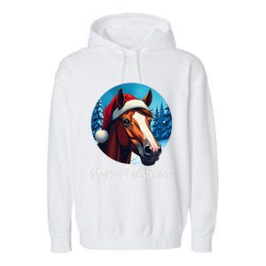 Funny Christmas Mare Horseback Riding Horse Lover Equestrian Garment-Dyed Fleece Hoodie