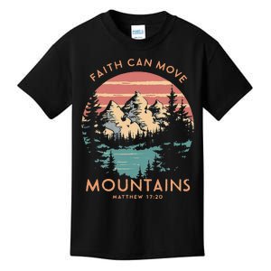 Faith Can Move Mountains Religious Christian Camping Gift Kids T-Shirt