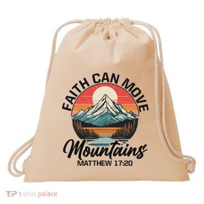 Faith Can Move Mountains Matthew 1720 Bible Verse Christian Drawstring Bag