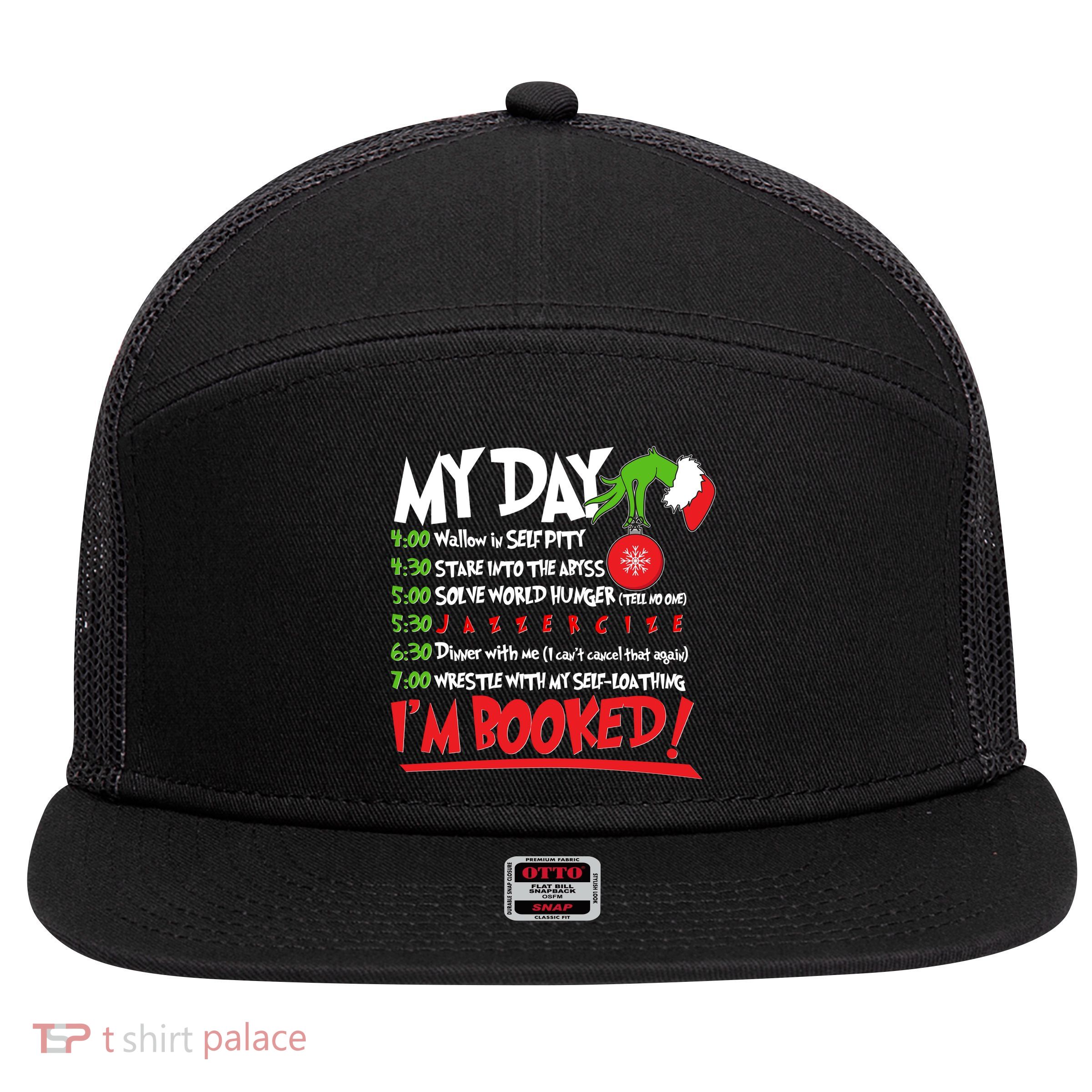 Funny Christmas My Day Im Booked 7 Panel Mesh Trucker Snapback Hat