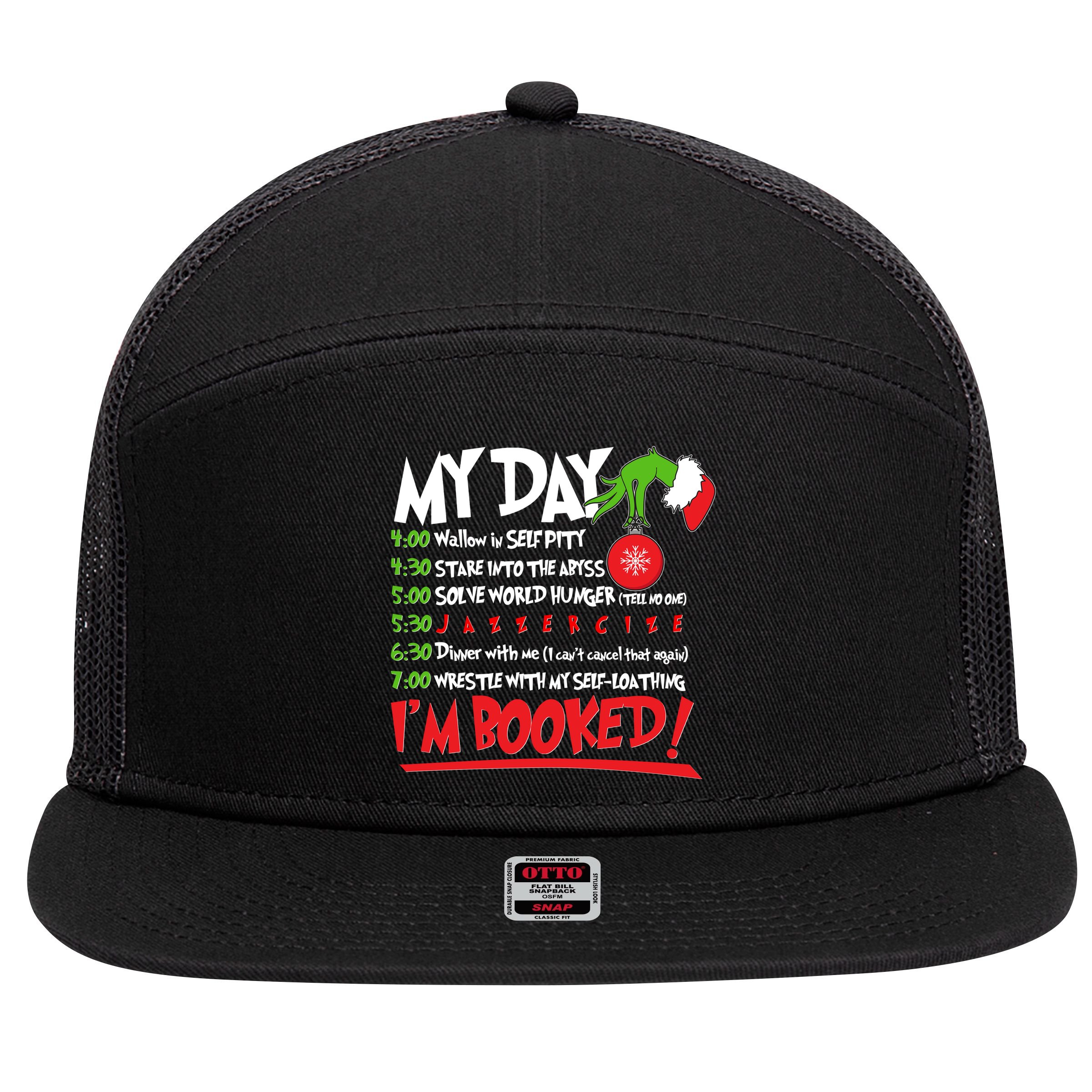 Funny Christmas My Day Im Booked 7 Panel Mesh Trucker Snapback Hat