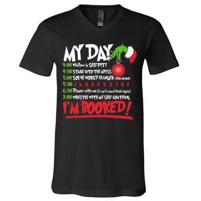 Funny Christmas My Day Im Booked V-Neck T-Shirt