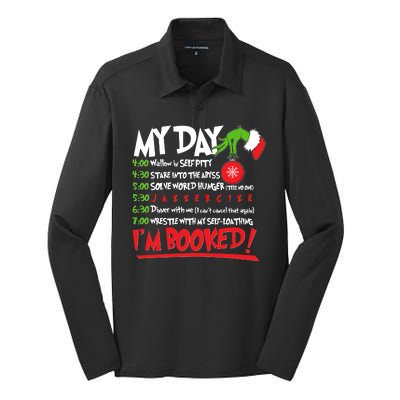 Funny Christmas My Day Im Booked Silk Touch Performance Long Sleeve Polo