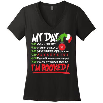 Funny Christmas My Day Im Booked Women's V-Neck T-Shirt