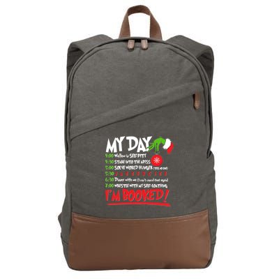 Funny Christmas My Day Im Booked Cotton Canvas Backpack