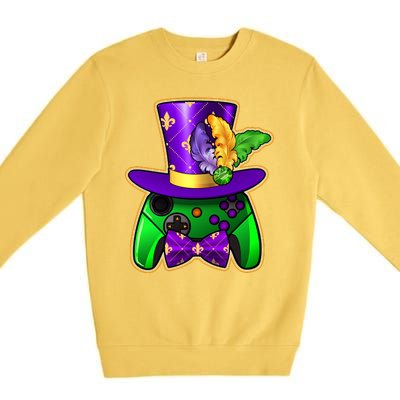 Funny Cool Mardi Gras Video Game Controller Gamer Premium Crewneck Sweatshirt