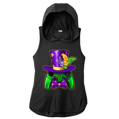 Funny Cool Mardi Gras Video Game Controller Gamer Ladies PosiCharge Tri-Blend Wicking Draft Hoodie Tank