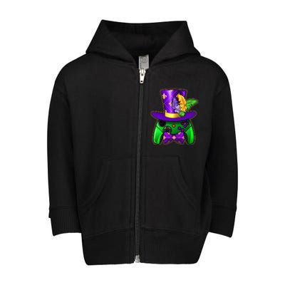 Funny Cool Mardi Gras Video Game Controller Gamer Toddler Zip Fleece Hoodie