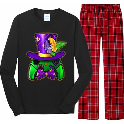 Funny Cool Mardi Gras Video Game Controller Gamer Long Sleeve Pajama Set