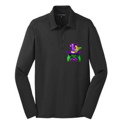 Funny Cool Mardi Gras Video Game Controller Gamer Silk Touch Performance Long Sleeve Polo