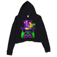 Funny Cool Mardi Gras Video Game Controller Gamer Crop Fleece Hoodie
