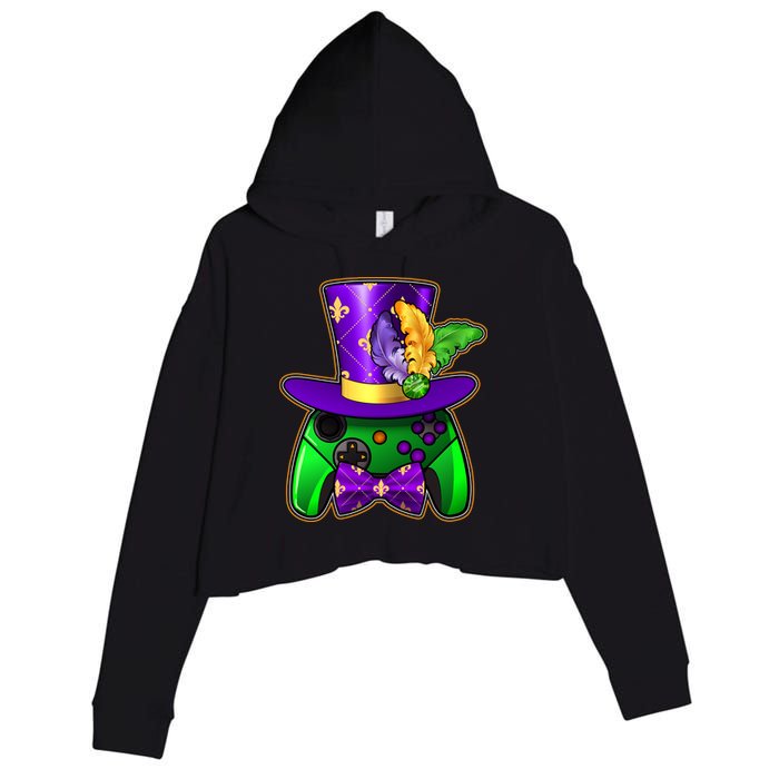 Funny Cool Mardi Gras Video Game Controller Gamer Crop Fleece Hoodie