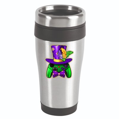 Funny Cool Mardi Gras Video Game Controller Gamer 16oz Travel Tumbler